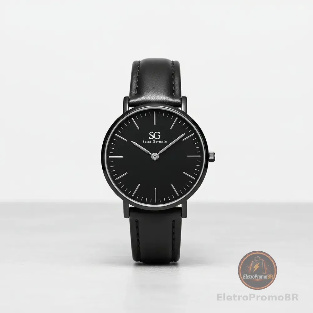 Relógio Masculino Saint Germain Murray Full Black de Couro Sintético Preto