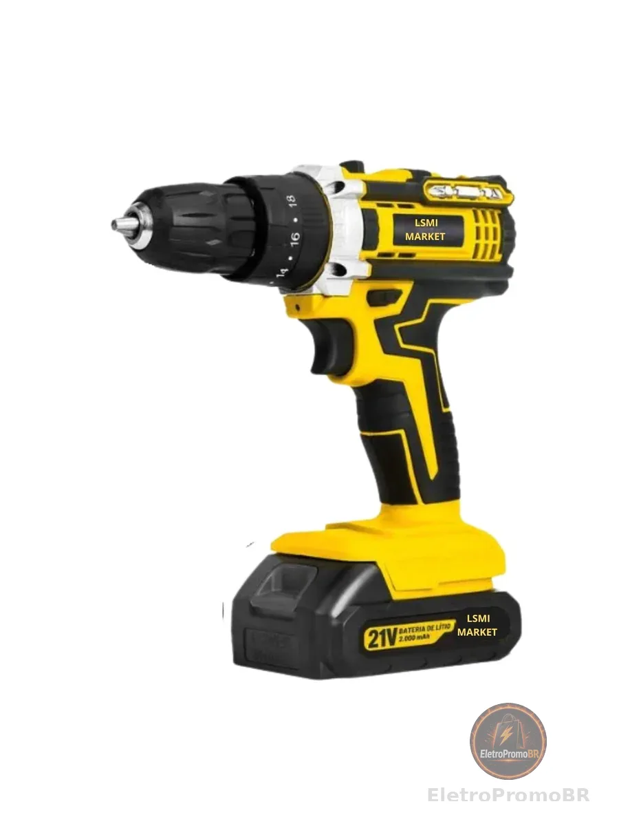 Parafusadeira Furadeira a Bateria 21V com Empunhadura Emborrachada, Bateria Recarregável e Carregador Bivolt