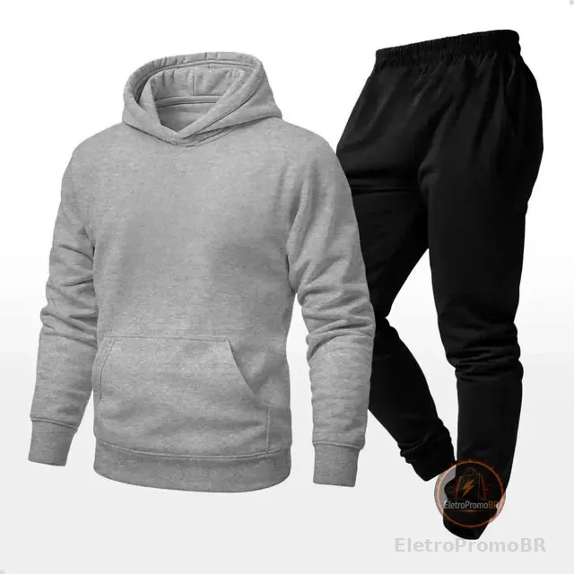 Conjunto Calça+blusa De Moletom Unissex Inverno Canguru