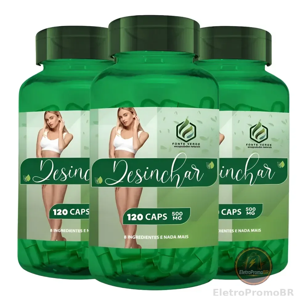 3 Potes Desinchar Dia Energia Para Emagrecer - Kit 360 Cáps Original Sem Sabor