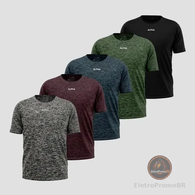 Kit 5 Camisetas Dry Essential Alpha Masculina