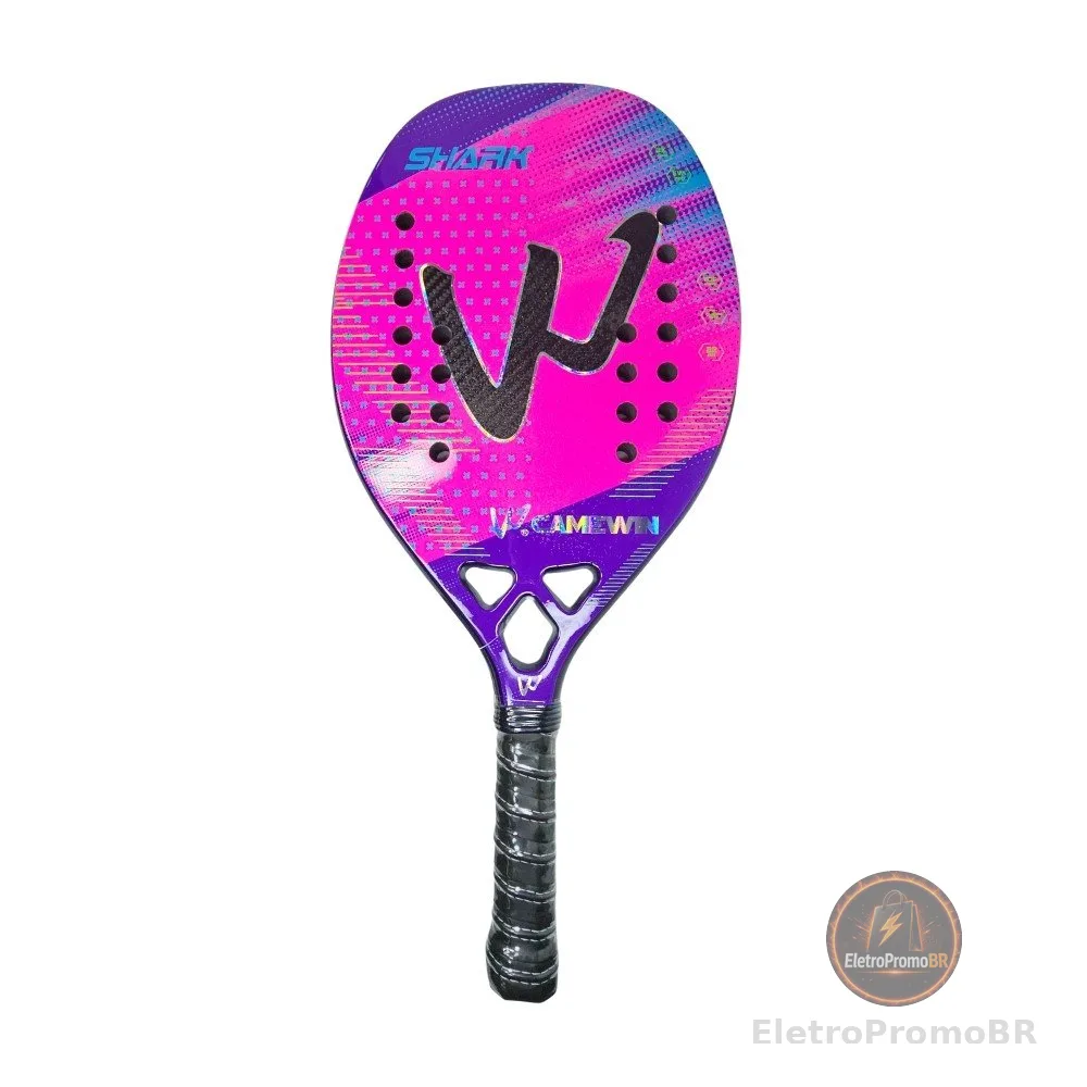 Raquete Beach Tennis Camewin Shark Full 3k Carbon Pink + Brindes