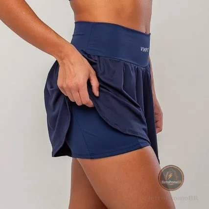 Shorts Duplo Para Corrida Academia Fitness Beach Tenis com Bolso em Poliamida