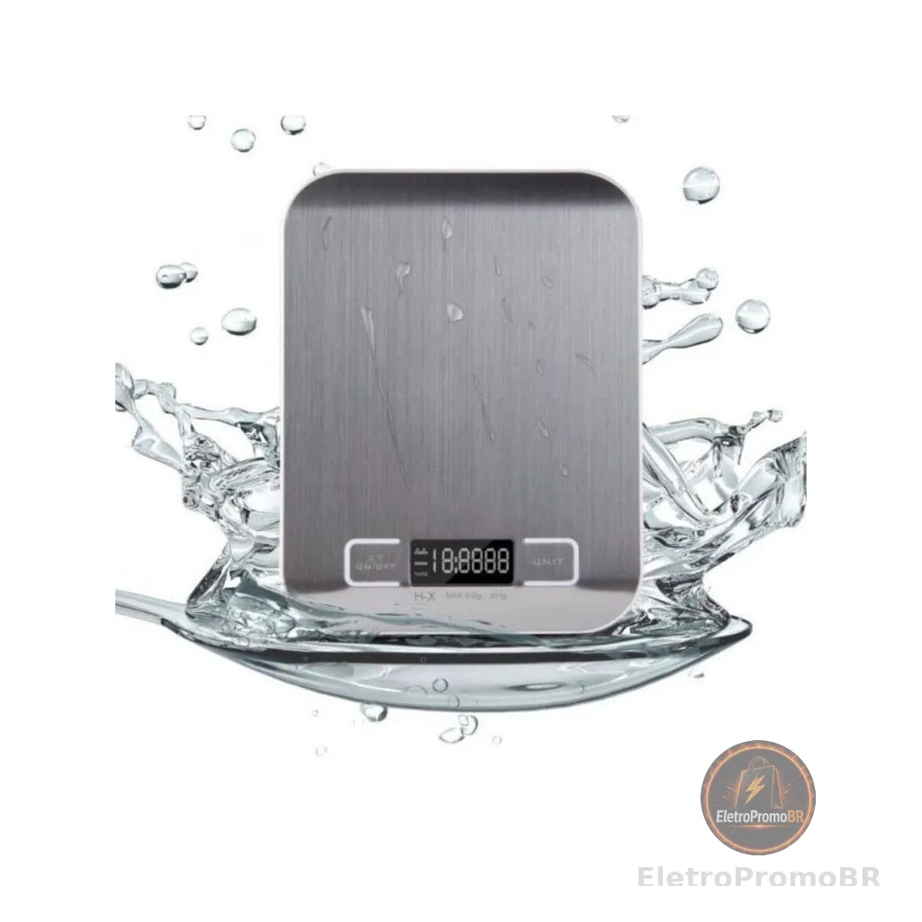 Balança de Cozinha Digital 10kg em Inox Alta Precisão 1g Dieta Fit com Tara LCD Pilhas Inclusas Envio Imediato