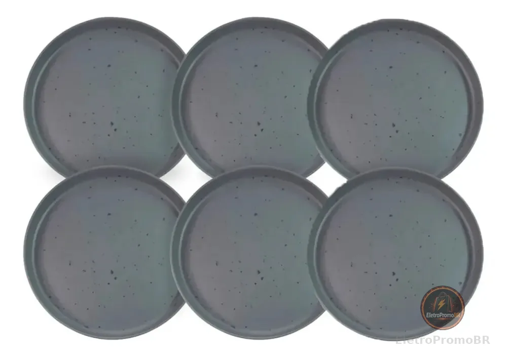 Kit 6 Pratos De Mesa Linha Orgânica Cinza 27cm - Ad Cinza Linha Orgânica