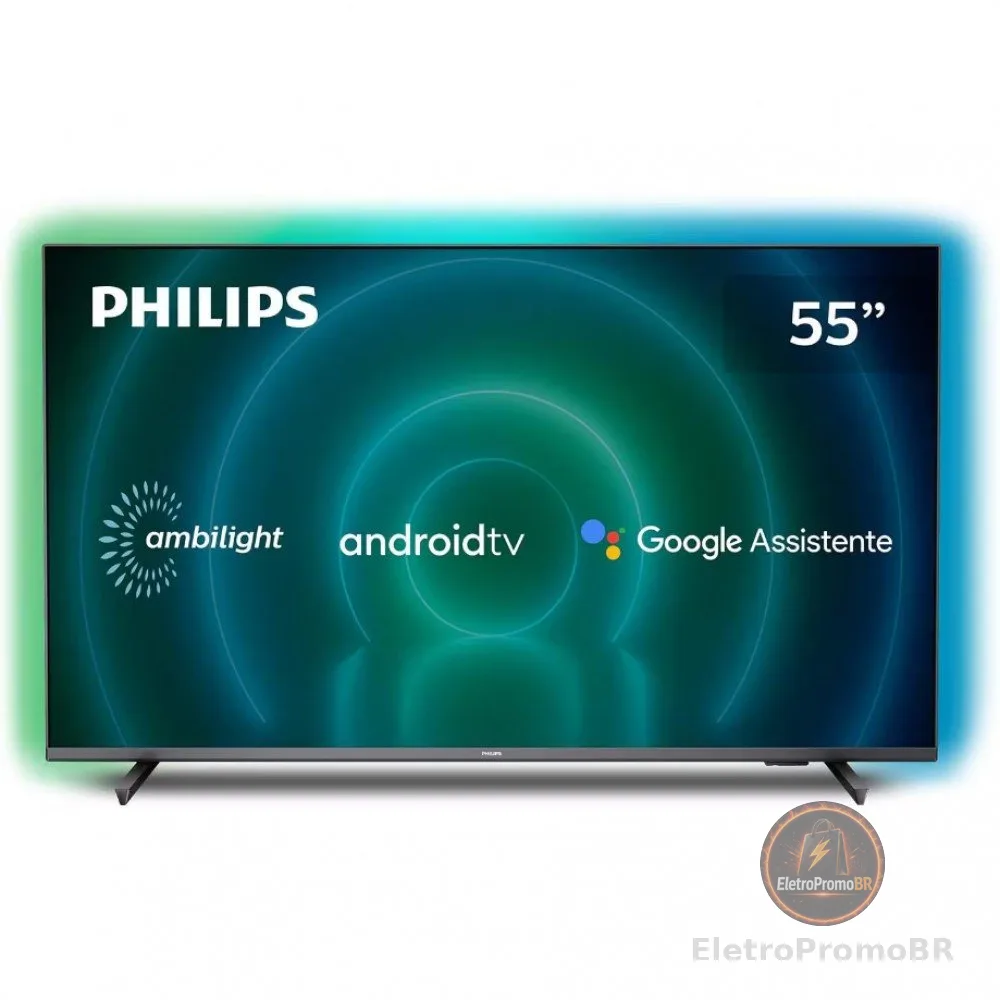 Smart TV 55 UHD 4K Philips 55PUG7906 Ambilight Android TV HDR10+ Dolby Vision Dolby Atmos Bivolt