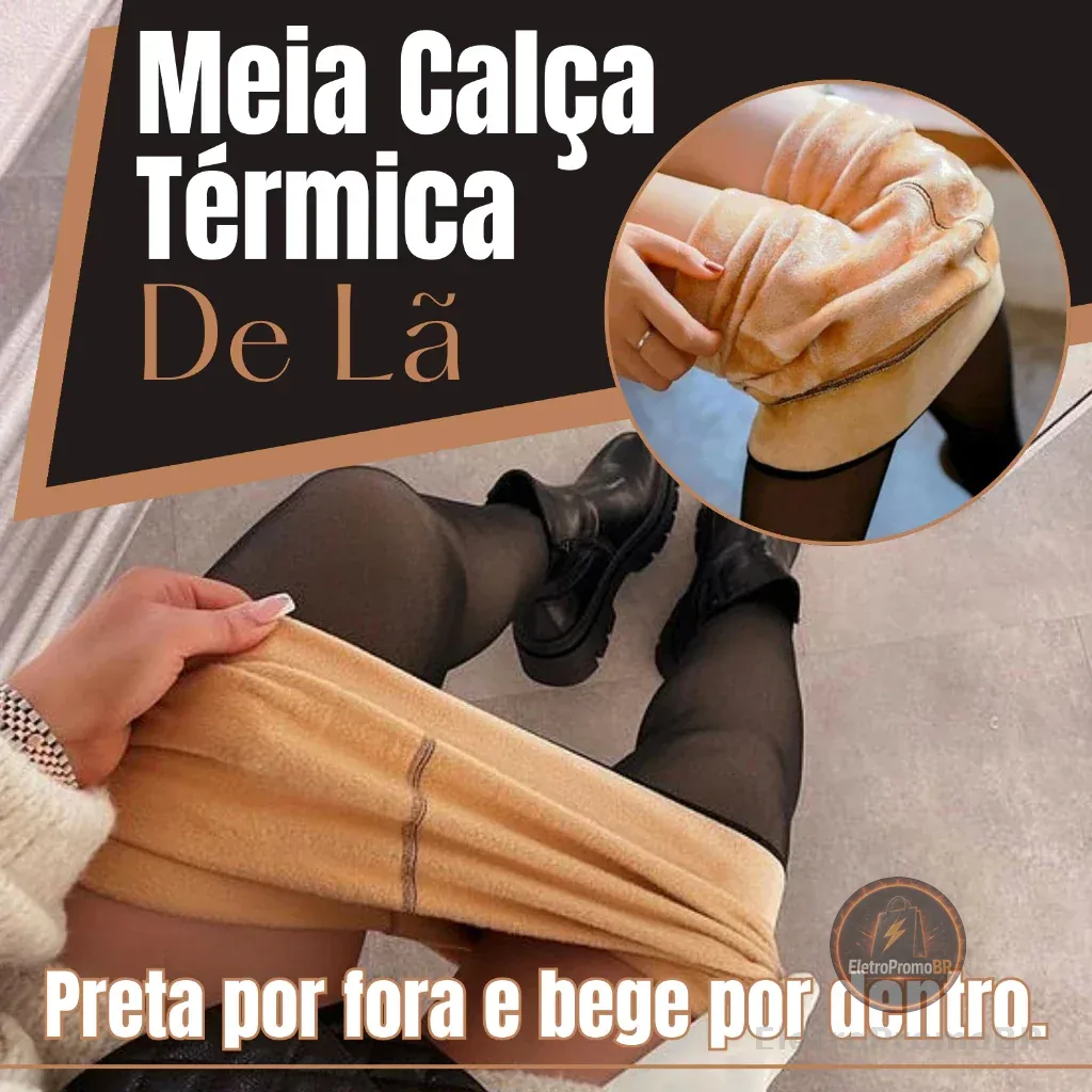 Meia-Calça Térmica Translúcida, Forrada com Pelúcia, de Lã Grossa, Super Elástica e com Pé. P/M/G/GG/GGG