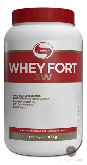 Whey Protein Fort 3w 900g ( Vitafor ): Concentrado E Isolado
