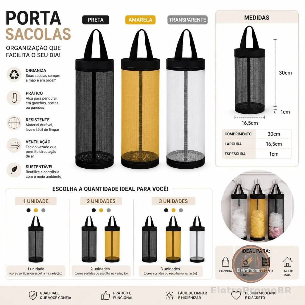 Organizador de Sacolas Dispenser Organizadora De Plástico Para Armazenamento De Sacolas De Cozinha