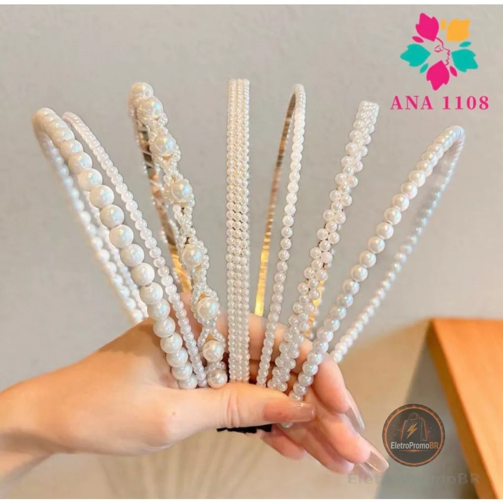 ANA1108 KIT 5 Tiara de Pérolas / Arquinho de Perolas - Acessórios femininos de cabelo-YOUYI