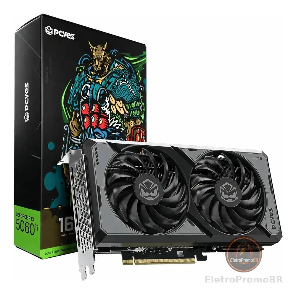 Placa De Vídeo Pcyes Rtx 5060 Ti 16gb Gddr7 128 Bits Preta