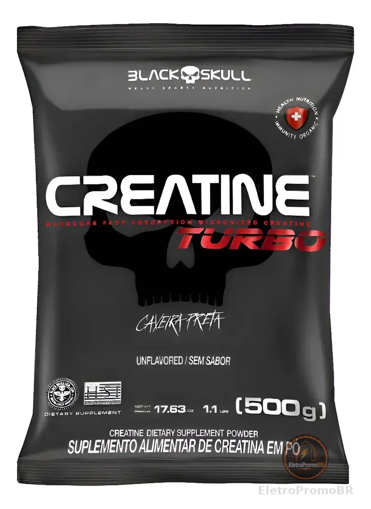 Creatina Turbo Refil 500 G Black Skull Sem Sabor