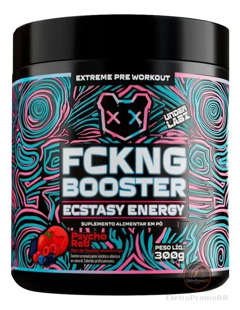 Fckng Booster Under Labz Pré Treino Cafeína Inositol Boro Sabor Psycho Red 300g