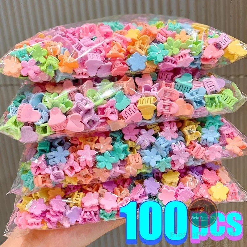 20/100Pcs Garras De Cabelo Pequenas E Coloridas Garotas Estrela Fofa Coração Mickey Clipes Acessórios Kids Cartoons