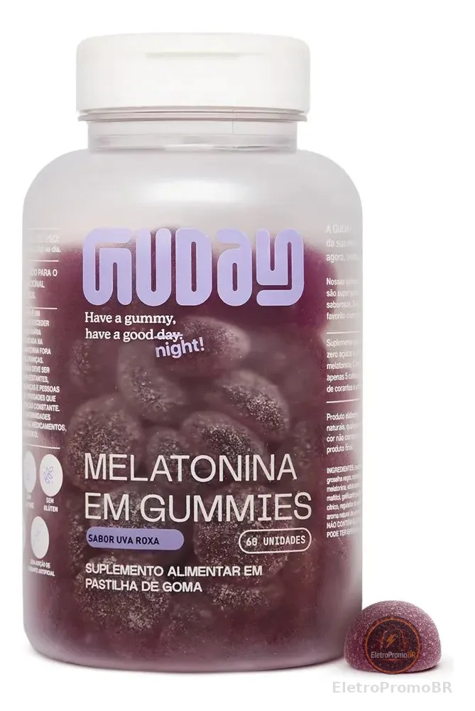 Melatonina Guday Sabor Uva Roxa 60 Gomas Vegano