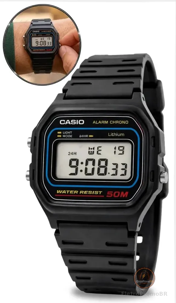 Relógio Casio Masculino Digital Preto de Resina W-59-1VQ