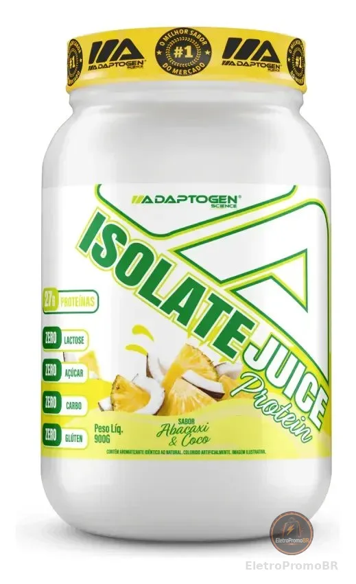 Proteína Isolada Isolate Juice Protein Adaptogen 900g Abacaxi Com Coco