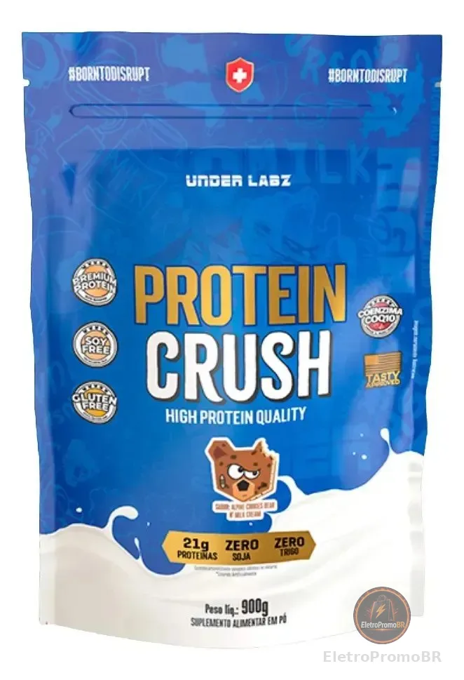 Whey Protein Crush 100% Coq10 Refil 900g Under Labz Sabor Alpine Cookies Bear N Milk Cream