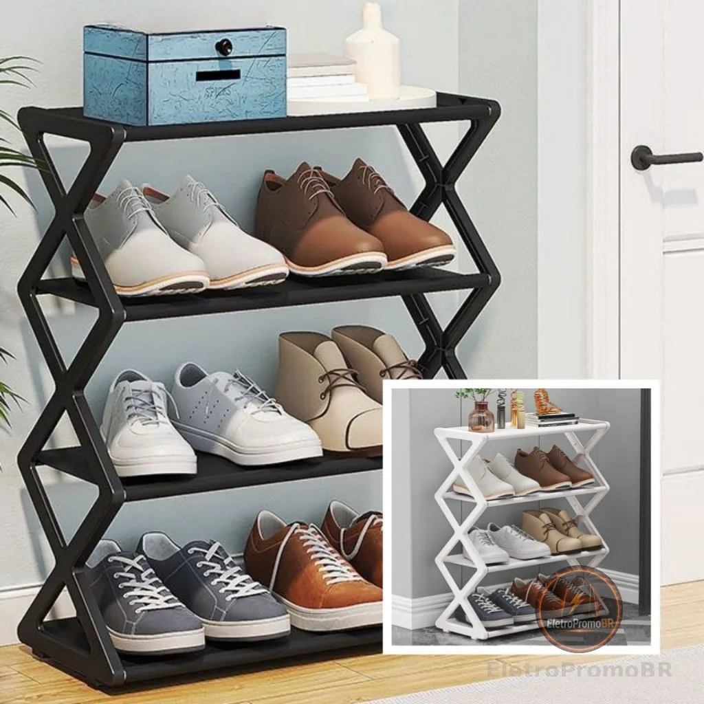 Sapateira Prateleira Sanfonada 4 Andares Organizadora Plástico  Multiuso Sapatos Livros Brinquedos