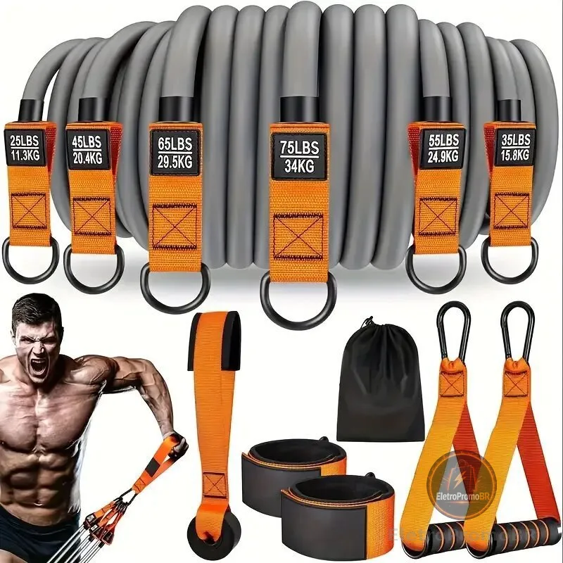 Elástica de Resistência Equipamentos de Ginástica para Treino em Casa e Academia 300 Quilos