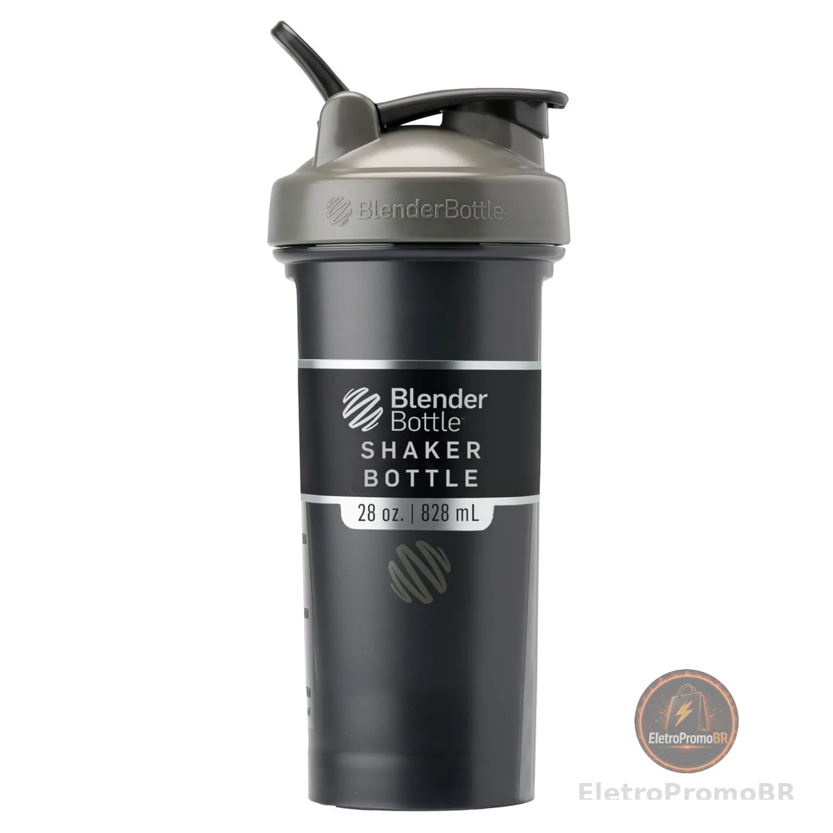 BlenderBottle Coqueteleira clássica V2 perfeita para shakes de proteína e pré-treino, 800 ml, cinza/preta