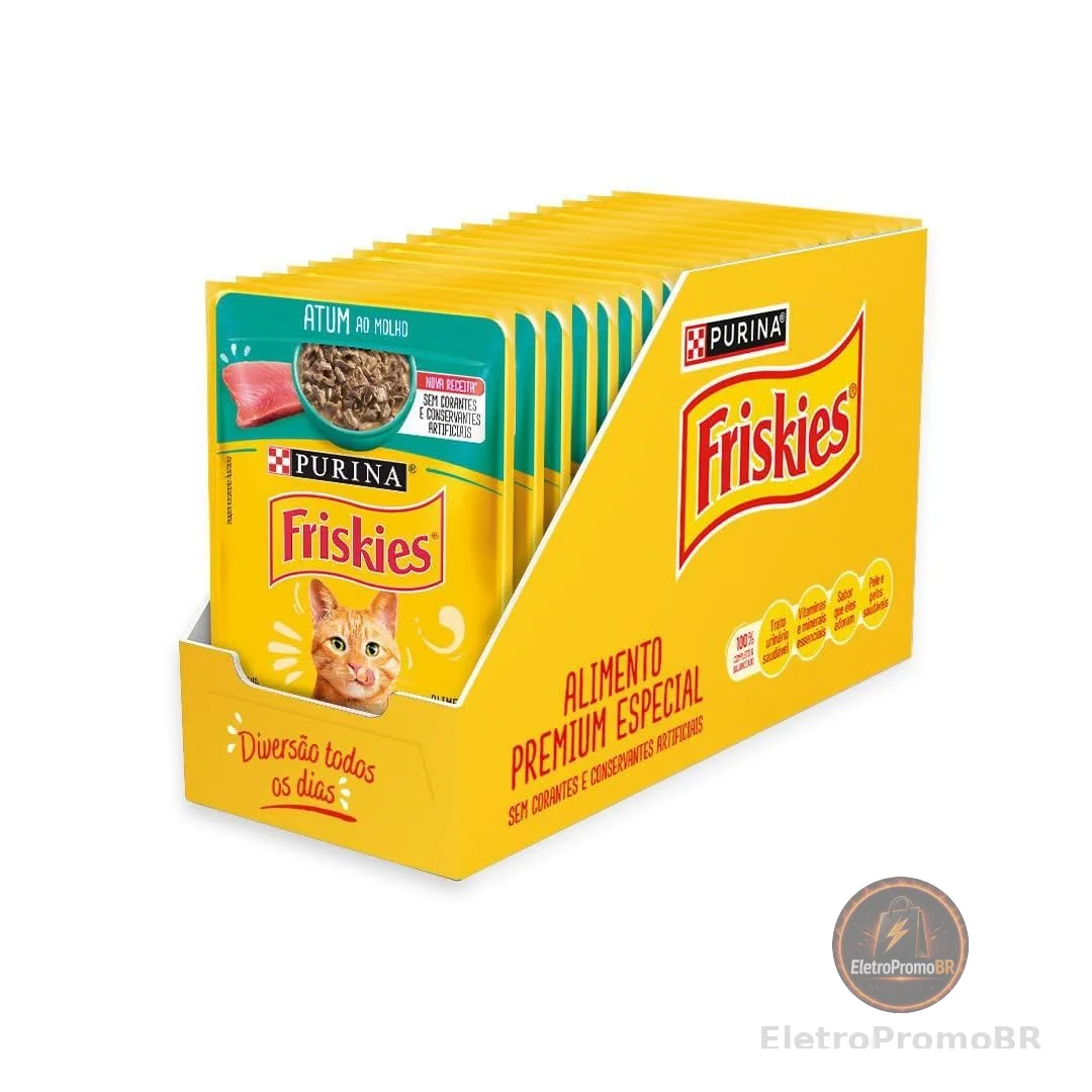 Pack Nestlé Purina Friskies Ração Úmida Para Gatos Adultos Atum Ao Molho - Com 15 Sachês 85g