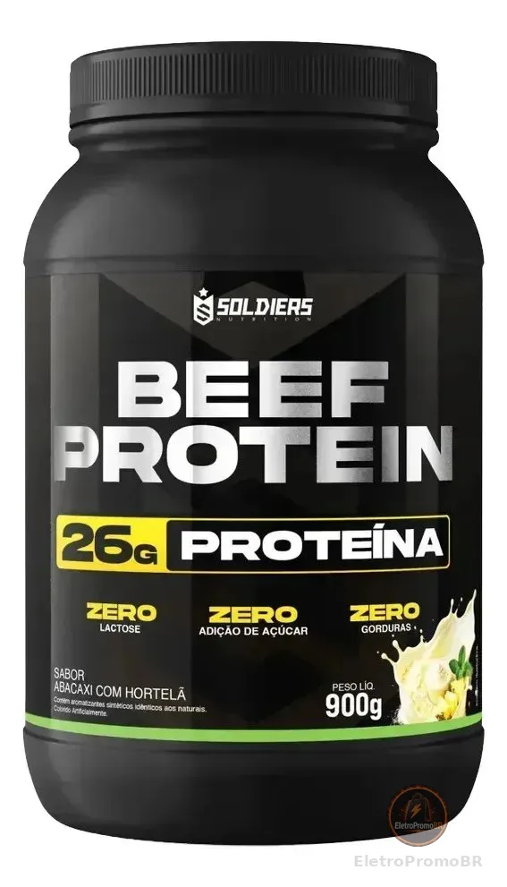 Proteína Beef Protein Zero Lactose Suplemento Alimentar Em Pó Abacaxi Com Hortelã 900g - Soldiers Nutrition