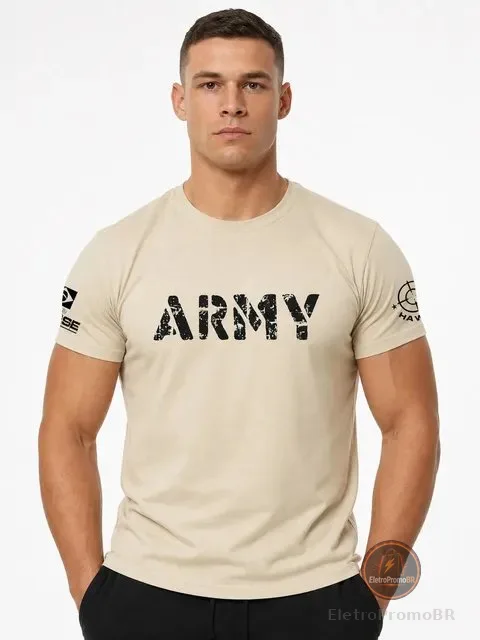 Camiseta Academia Masculina Militar Algodão Army