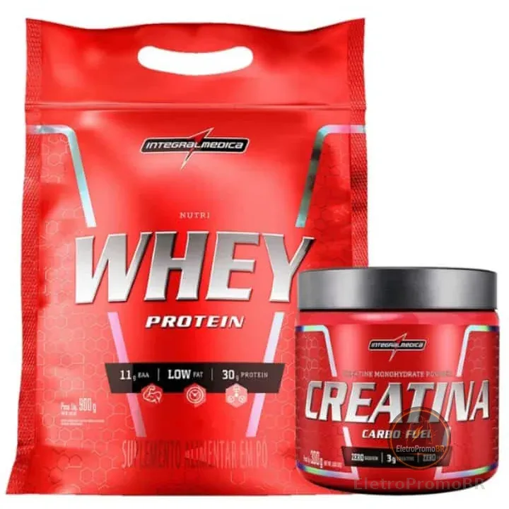Kit Nutri Whey Protein 900g + Creatina 300g Pura  - Integralmedica