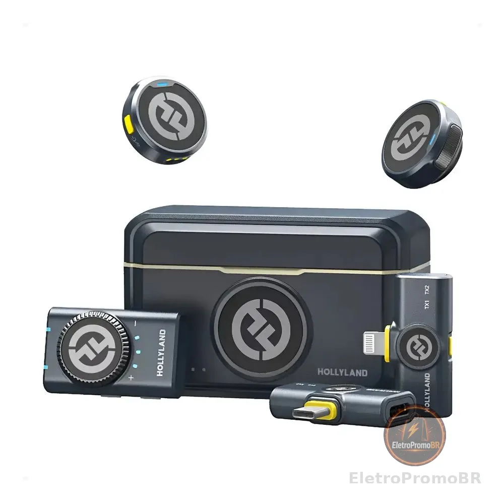 Microfone Hollyland Lark M2 Duo Combo Para 2 Pessoas Preto