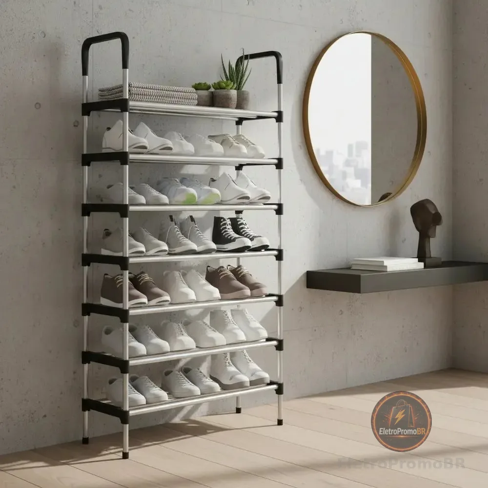 Sapateira 7 Andares Vertical Organizador De Calçados Preto