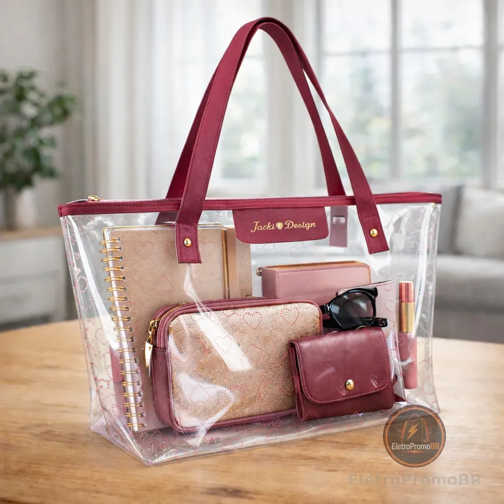 Bolsa Transparente para Trabalho - Leve e Espaçosa com melhor Custo-Benefício | Jacki Design