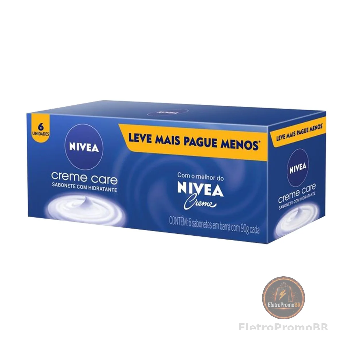 NIVEA Sabonete em Barra Creme Care Promo 6 un. 90g - Limpa e deixa a pele macia mesmo após o banho, com glicerina, fragrância NIVEA Creme e o exclusivo ingrediente Eucerit