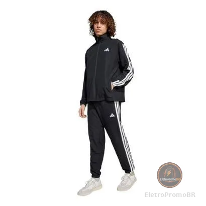 Agasalho Adidas Malha Sportswear Basic Três Listras Masculino