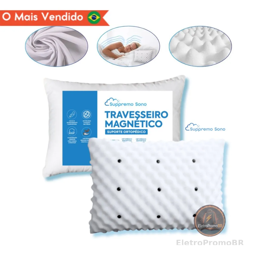 Travesseiro Magnético ALTO ORTOPEDICO Massageador Confortável Terapeutico Luxo
