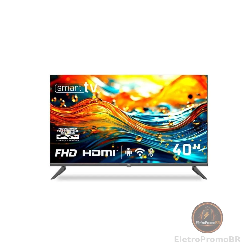 Smart TV HQ 40" Full HD tela sem bordas Android 12 design Slim HQS40NKHM