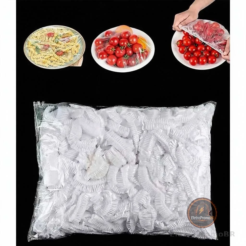 Novo Kit Com 100 Até 300 Capas Elásticas Descartáveis Para Alimentos Vedação Frescor Cozinha Multiuso