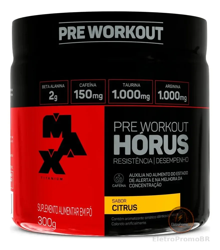 Pré Treino 300g Hórus Max Titanium Citrus Energia e Foco