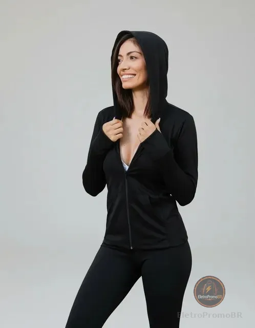 Jaqueta Dry Fitness Feminina Roupa Academia Bolso Capuz Leve