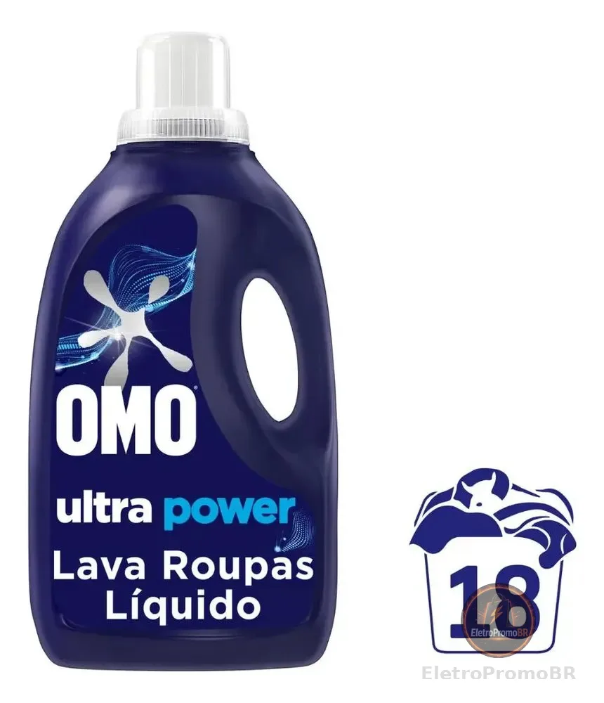 Omo Lava Roupas Líquido com tecnologia de remoção de manchas Ultra Power 1,8 L