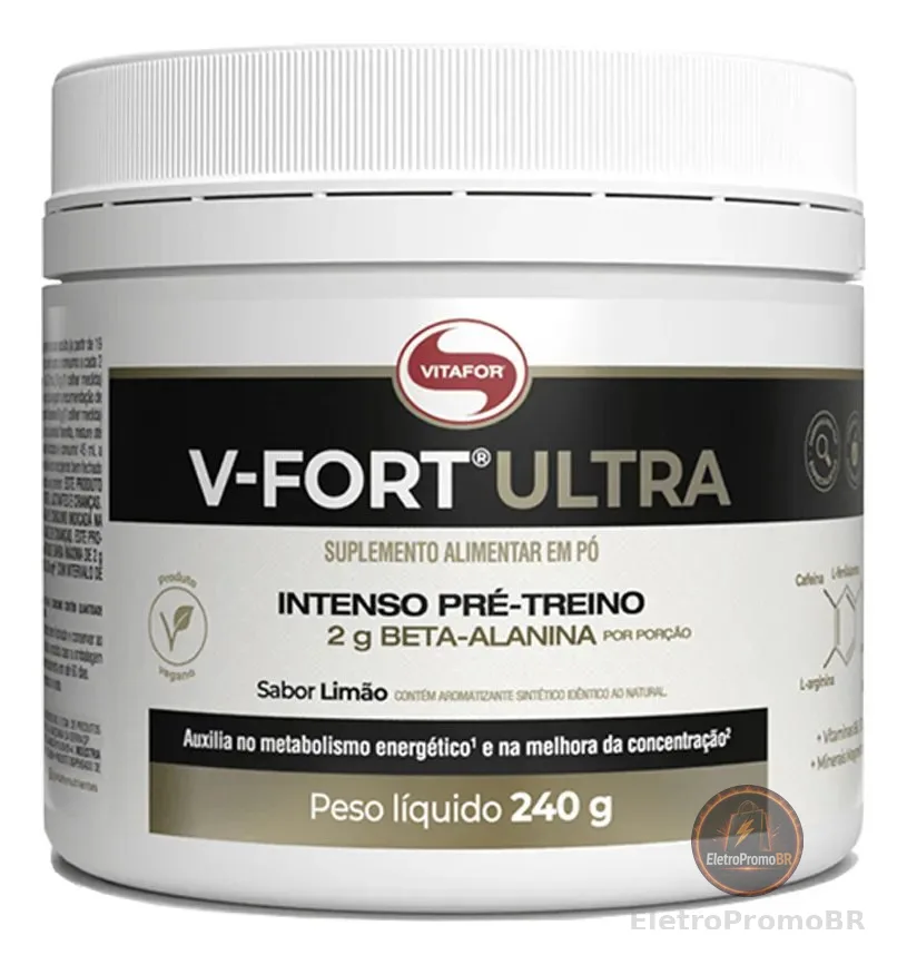 Pré-treino V-fort Ultra Vitafor 240g 2g Beta-alanina Limão
