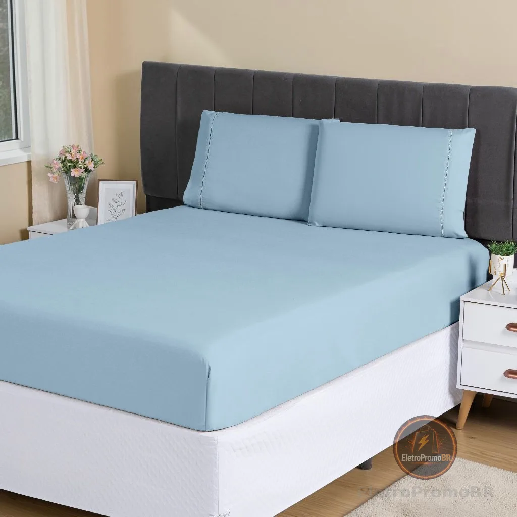 Jogo De Lençol 400 Fios Micropercal 3 Peças Cama Casal Queen King Solteiro Elástico Toque Macio
