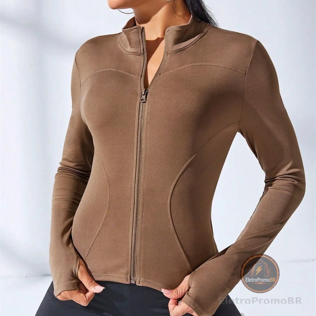 Jaqueta Casual de ioga, jaqueta esportiva curta para mulheres, roupa Fitness, Slim fit, modelagem corporal, zíper, jaque