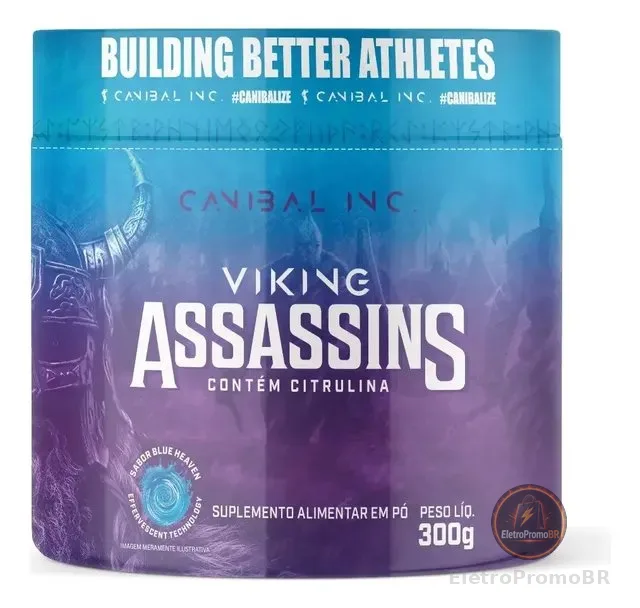 Viking Assassins Pré Treino 300g Canibal Inc Premium Pó Blue Heaven Pote
