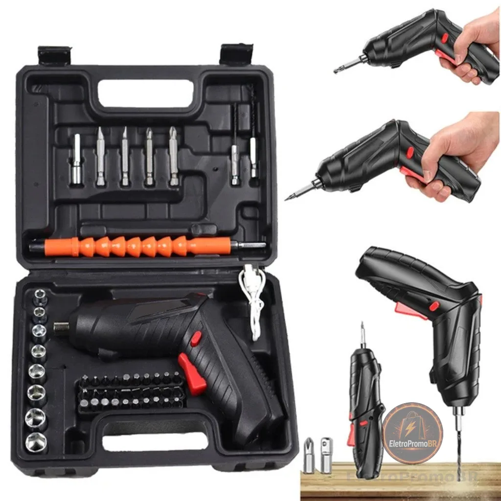 Kit Parafusadeira Doméstica com maleta Leve Portátil USB Recarregável-YUMI