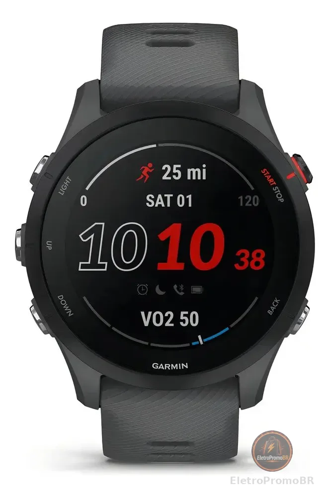 Smartwatch Garmin Forerunner 255 GPS com Monitor Cardíaco e Caixa de 46 mm Cinza Ardósia