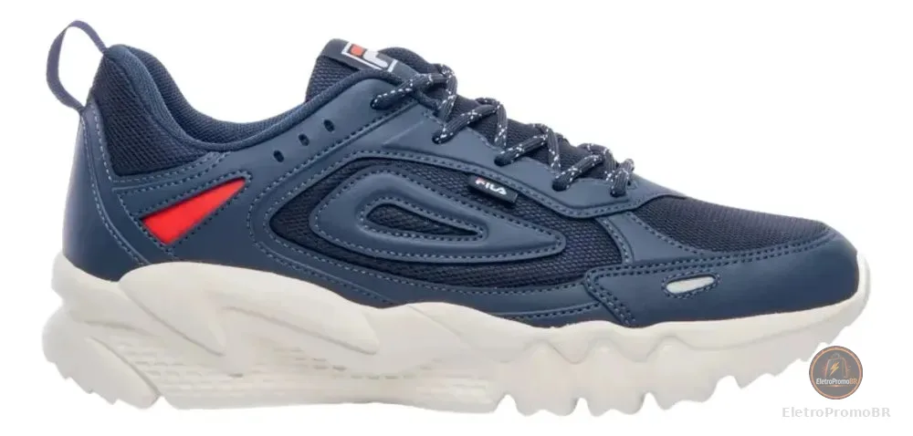 Tênis Masculino Fila Venture Tracer Lite Casual Original Marinho/vermelho Geométrico 42 Br