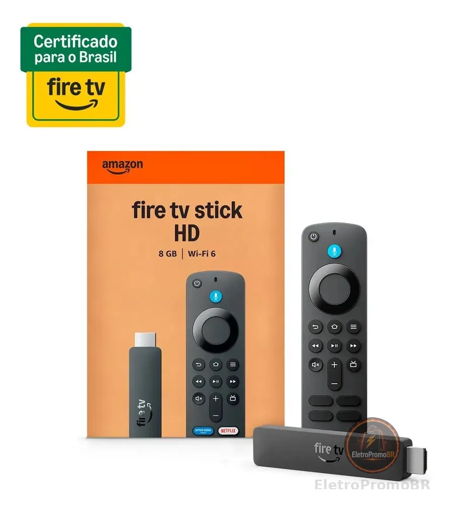 Amazon 2ª Geração Fire Tv Stick Hd Ger 26 Preto De Voz
