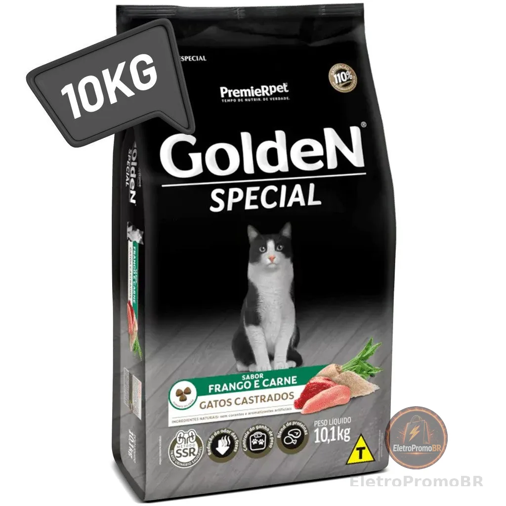 Ração Golden Gatos Castrados 10kg Frango e Carne