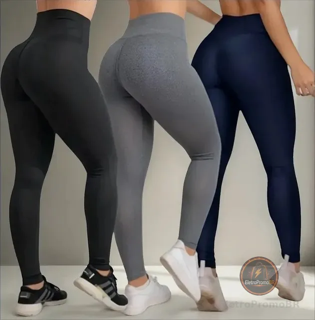 Kit 3 Calças Feminina Legging Grossa Para Academia Cós Alto